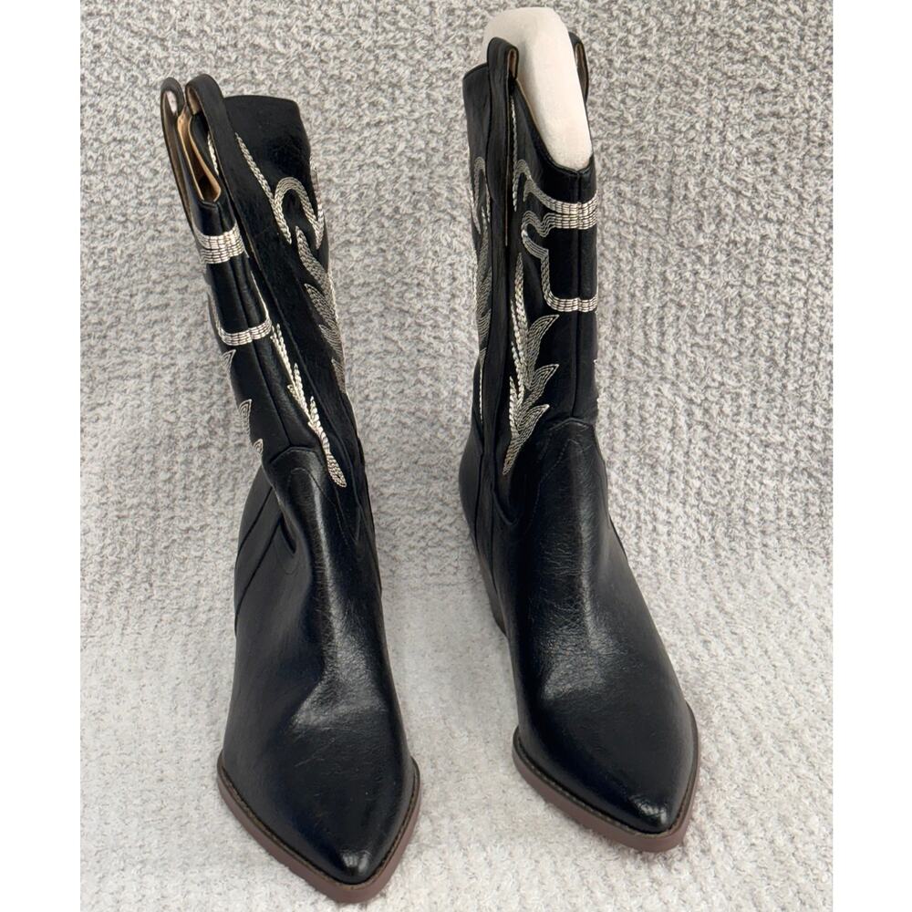 Oasis Society Sephira Black Faux Leather Western Boots Size 8.5 NIB #81702